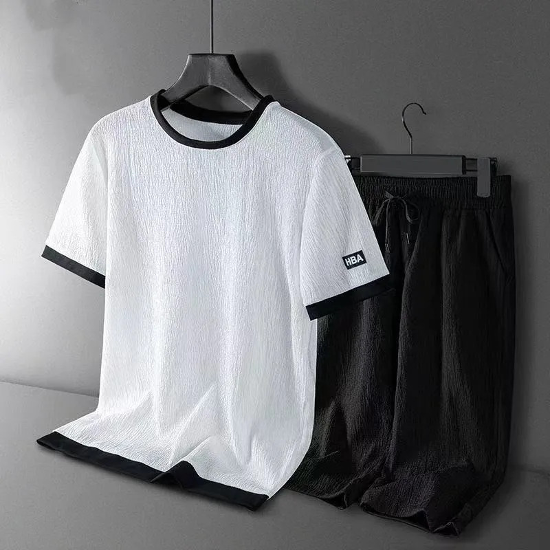 Summer Casual Sports Ice Silk ort Sve T-irt Seven-Foot orts Loose Large Size Two