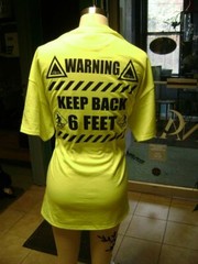 PRINTED TEE SAFETY YELLOW GREEN SELF DISTANCE STAY 6 FEET BACK AWAY T-SHIRT