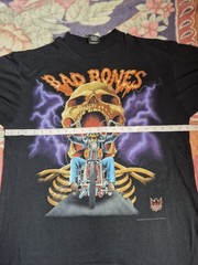 Vintage Harley Davidson 3d Emblem Bad Bones Amrican Biker Tee XL