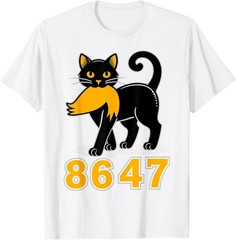 86 47 Black Cat Vintage Funny Mystery Numbers Cat Lover T-Shirt