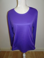 Asics Long Sleeve Outdoor Gym T Shirt Purple Womens Size Large Tee Stretch