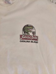 Jurassic Dark Beer Men’s XXL T-Rex Dinosaur Catalina Island Graphic White Tee