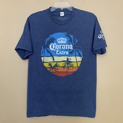 Corona Shirt Mens Medium Blue Casual Crew Neck Beach Fishing Outdoor Camp Tee