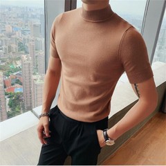 Knitted T-shirt men’s stretch turtleneck top Tight-fitting underneath a t-shirt