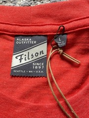 Filson Alaskan Outfitters T Shirt Men’s Large Cardinal Red BLACK BISON Logo New