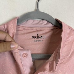 Primo Shirt Mens Medium Pink Henley Polka Dot Lightweight Stretch Tee Jersey