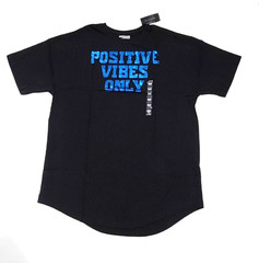 New Sean John Men’s 2XL Black Graphic Positive Vibes Only Curved Hem T-Shirt