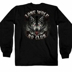 Lone Wolf No Club Biker Motorcycles Tattoos USA Mens Long Sleeve T Shirt GMD2007
