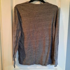 Mens American Eagle Long Sleeve Heathered Gray Henley Black Logo Sz Medium EUC