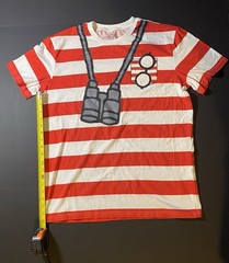 Where’s Waldo Mens Waldo Red White Striped Costume Shirt Size Large