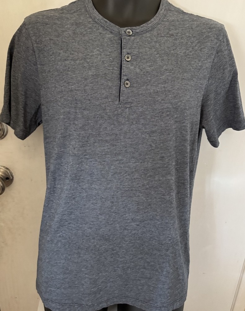 Theory Shirt Mens Henley Three Buttons Cotton Short Sleeve Adrik Strato Casual M