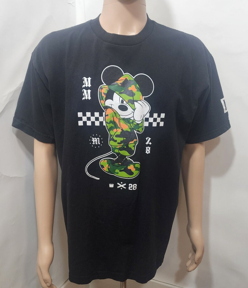 NEFF X Mickey Mouse 28 in Army Camouflage Hoody T-Shirt Men’s Size XL Disney