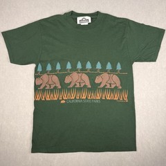 VTG California State Parks Grizzly Bear T Shirt Green Nature Graphic Large 90s