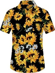 Men’s Hawaiian Shirt Floral Print Short Sleeve Button Down Casual Beachwear Top