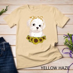 Girls Women Mom Maltese Dog Sunflower Gift T-Shirt Unisex T-shirt