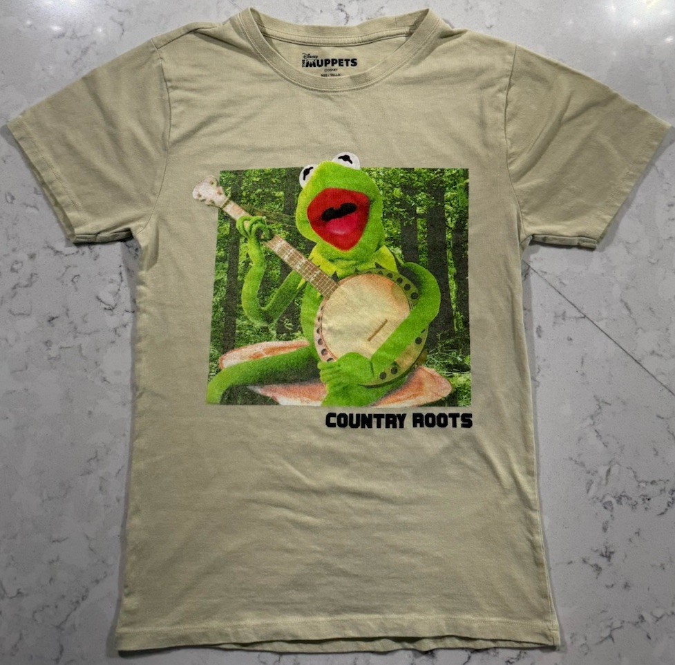 Disney Muppets Kermit The Frog T-Shirt Adult Unisex Small Tan Country Roots Tee