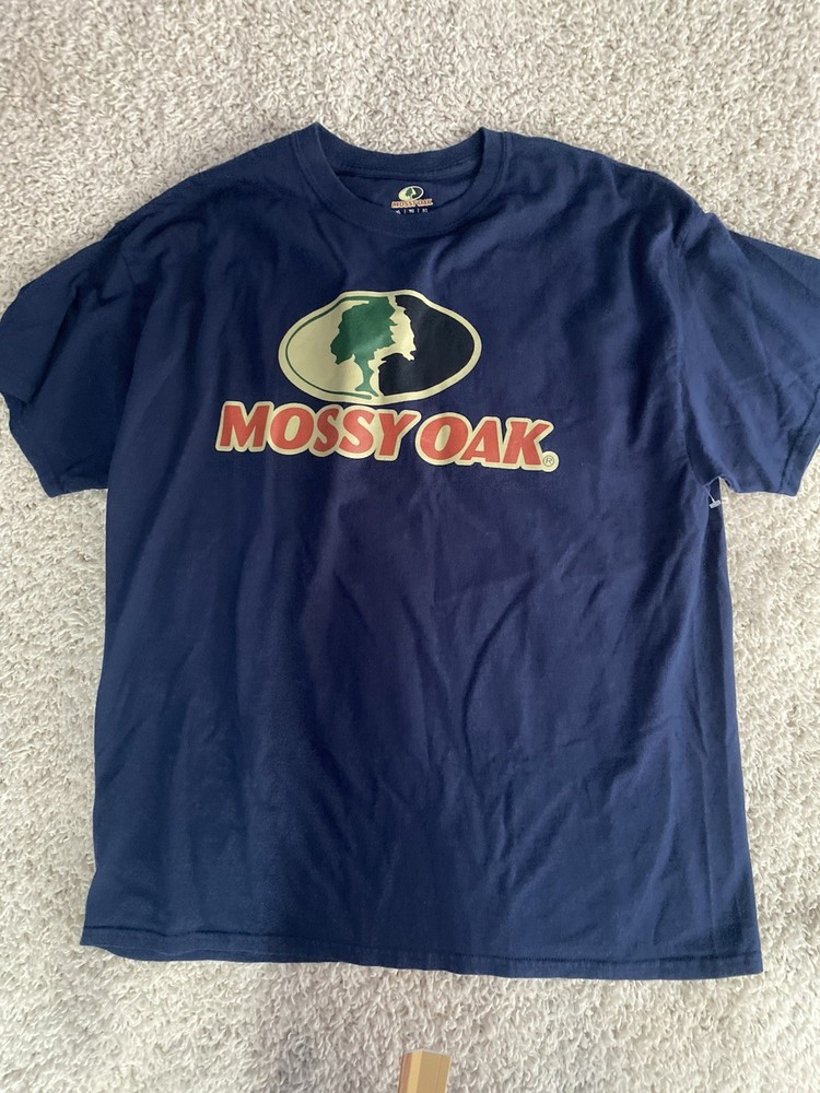 Mossy oak shirt adult extra large 1XL blue short sleeve crewneck outdoor mens **