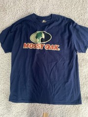 Mossy oak shirt adult extra large 1XL blue short sleeve crewneck outdoor mens **