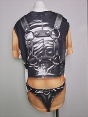 FAUX REAL Men’s Leather Daddy Biker Double Graphic Large Novelty T-Shirt *Read