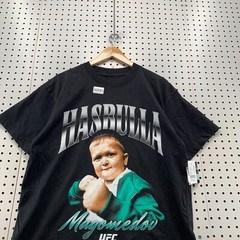 NEW UFC Hasbulla Shirt Mens Medium Black Short Sleeve Magomedov NWT 21×27.5