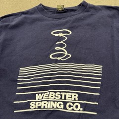 Vtg 80s Grunge Anvil Single Stitch XL Blue Graphic Tee T Shirt Webster Spring Co