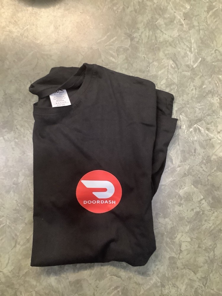 DoorDash Men’s XL Cotton Black Short Sleeve Crew Neck Red/White Logo T-Shirt