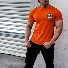 Gym Short Sleeve Fashion Japanese Anime Tops Tee Shirts Hip-Hop Unisex 100%Cotto