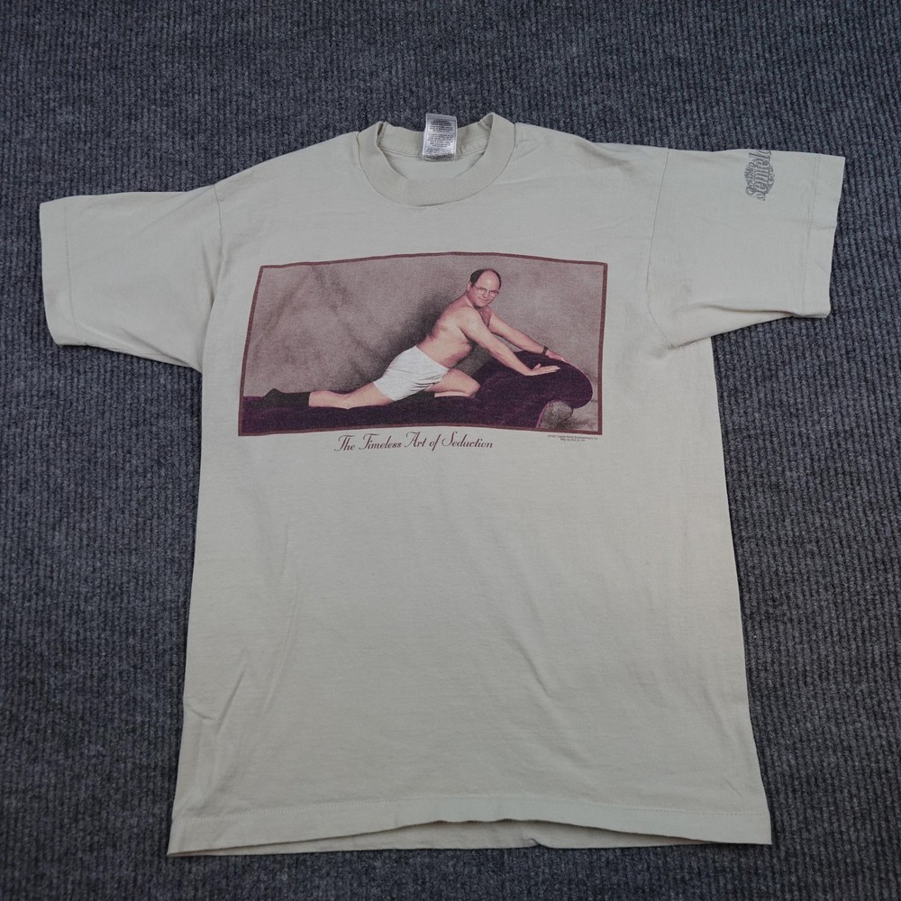Vintage Seinfeld George Costanza Shirt Mens Large Beige Graphic Tee 1997 USA