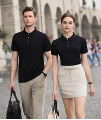 2025 Summer New Solid Color Polo Shirt for Male and Female Couples Business Fash