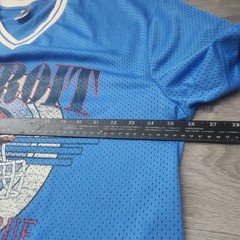 Detroit Blue Mesh Jersey T-Shirt 2XL Vintage Style Graphic Distressed Sporty