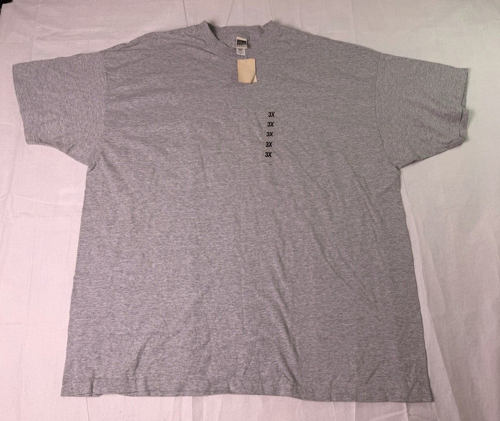 Made To Order Basics Gray Blank T Shirt 3X Made In USA 100% Cotton NWT