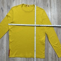 Prada Red Tab Long Sleeve T-shirt Yellow Mens Size S