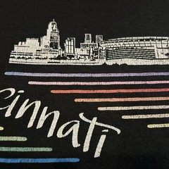 Vintage Cincinnati Riverfront Stadium Black Velva Sheen T-Shirt Size XL 80s 90s