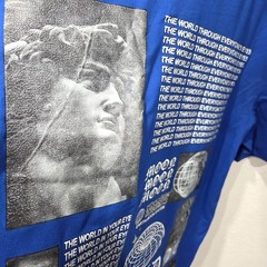 Romwe Mens Royal Blue Graphic Print Oversized T-Shirt Size S