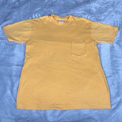 Vintage GAP Pocket T Shirt Mens S Loose Fit Made In USA Faded Yellow 90s