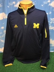 Michigan Wolverines Jacket Medium U of M Adidas 1/4 Zip Climate C36
