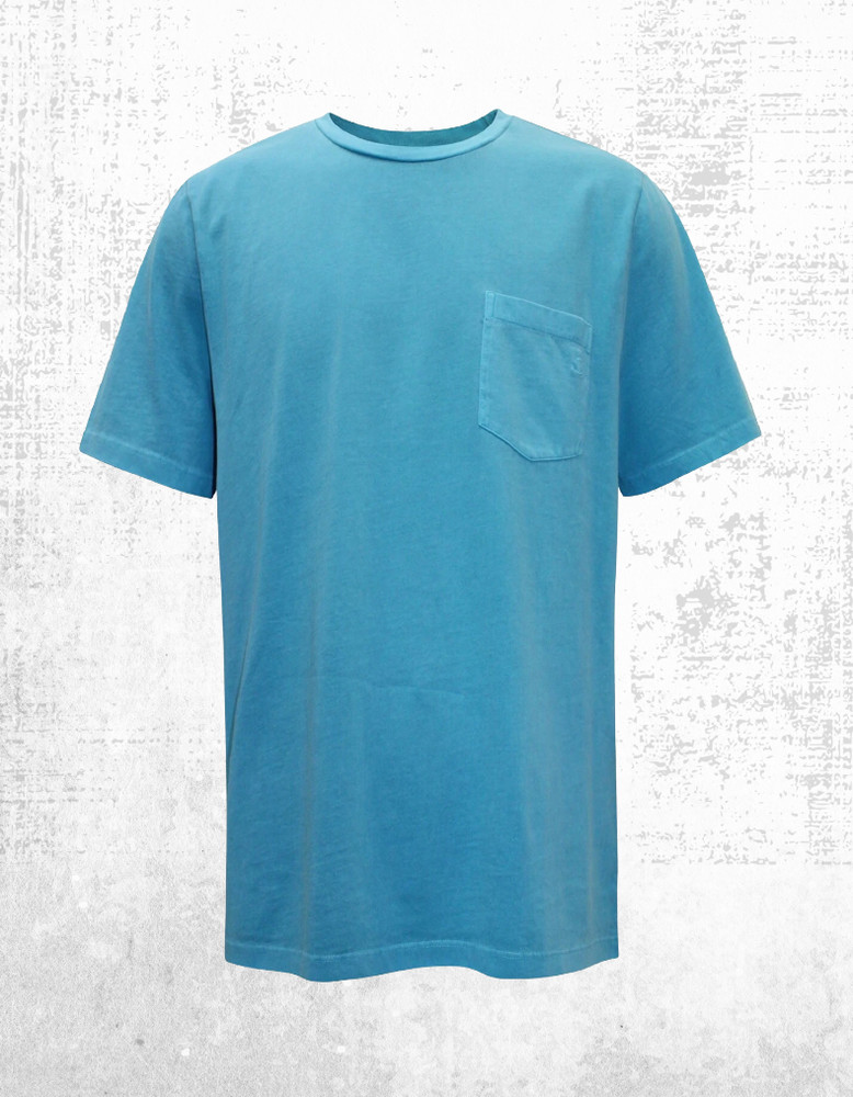 Men’s Seasalt T-shirt Cotton Crew Neck Chest Pockets Blue Cyan Boxy Fit (Defect)