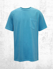 Men’s Seasalt T-shirt Cotton Crew Neck Chest Pockets Blue Cyan Boxy Fit (Defect)