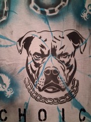 Hand Painted Punk T Shirt Medium Blue Black Dog Graffiti Streetwear Rave Concert