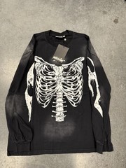 Hellstar Skeleton Graphic Long Sleeve Crew Neck T-Shirt Cotton Black/White L