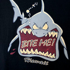 Hawaii Bite Me Shark Graphic T-Shirt Mens 2XL Black Short Sleeve Cotton