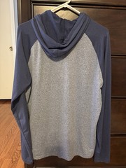 01.ALGO Med Long Sleeve Hooded T-Shirt – Blue/Grey (UPF 40, Recycled Fabric)