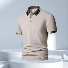 New Men’s Business Casual Short Sleeved Shirt Solid Color Polo Shirt Fashionable