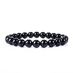 Black Tourmaline Beaded Bracelet – Genuine 8mm Gemstone Stretch Bracelet for …