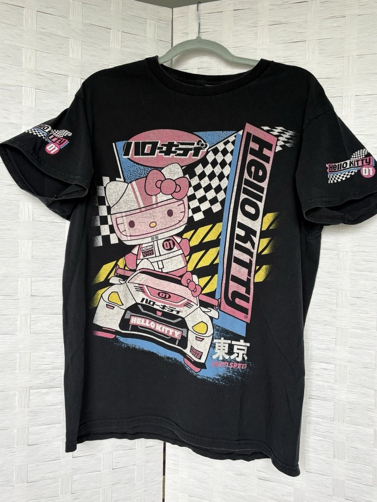 Hello Kitty – Adult Tokyo Speed #01 Japan Car Racing Black T-Shirt Large