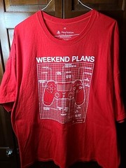 Men’s PlayStation PS4 Controller T Shirt “Weekend Plans” Red 4X