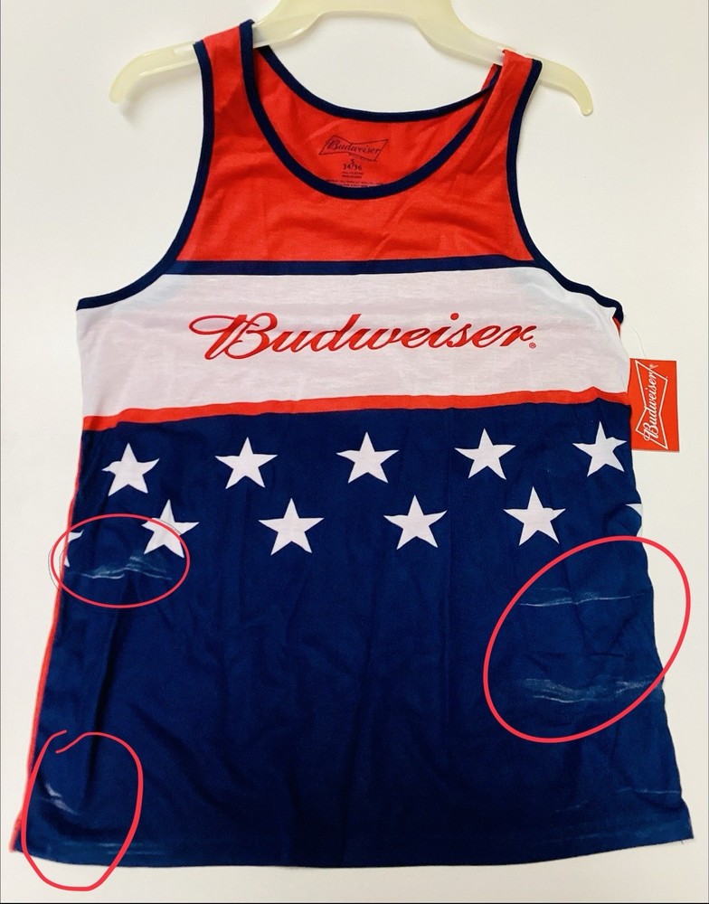 Budweiser Men’s Tank Top T-Shirt Size S 34/36 had some stains