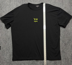 MAN Black T-Shirt Men’s XL Neon Yellow Dripping Smiley Face Graphic Short Sleeve
