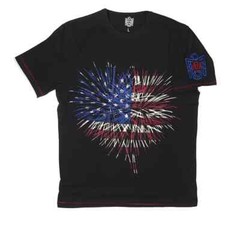 Fireworks Red, White and Blue Patriotic black T-Shirt by Fear NY