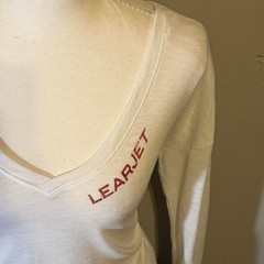 Champion Learjet Long Sleeve V-Neck Shirt White Size M